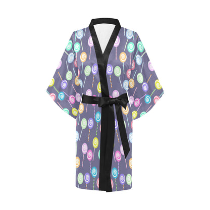Lollipop Pattern Print Design LL03 Women's Short Kimono
