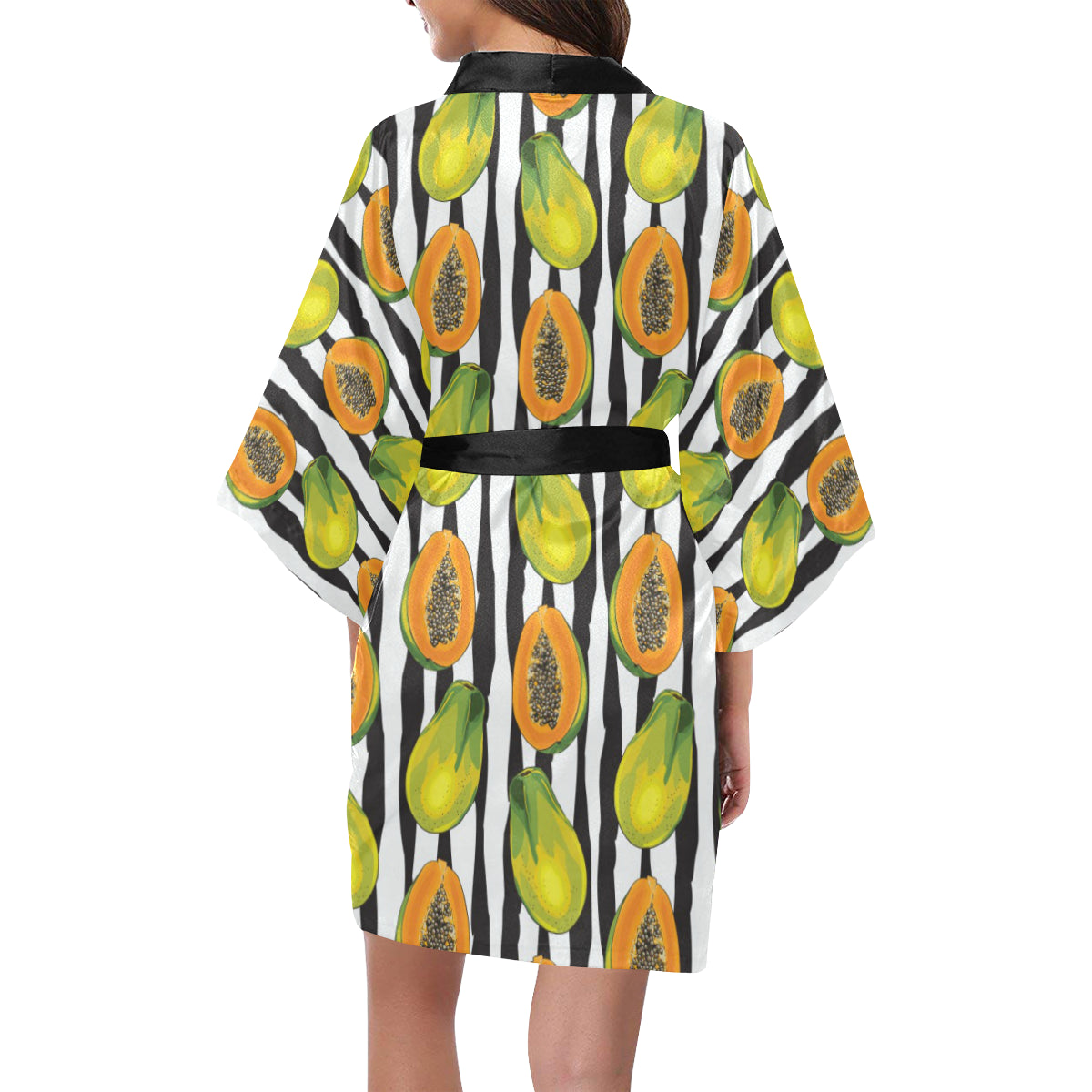 Papaya Pattern Print Design PP01 Women's Short Kimono