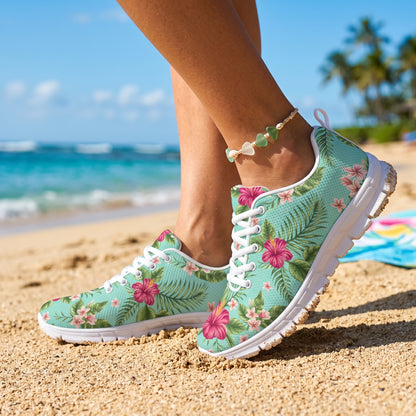Plumeria and Hibiscus Hawaiian flower Women Sneakers Shoes