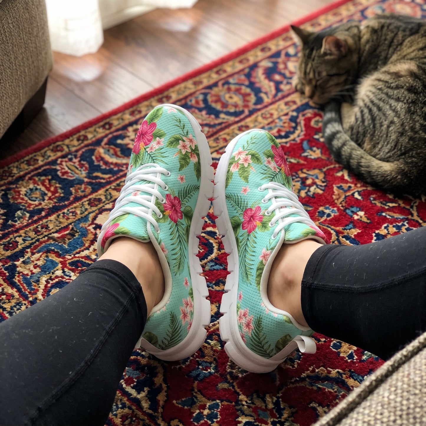 Plumeria and Hibiscus Hawaiian flower Women Sneakers Shoes