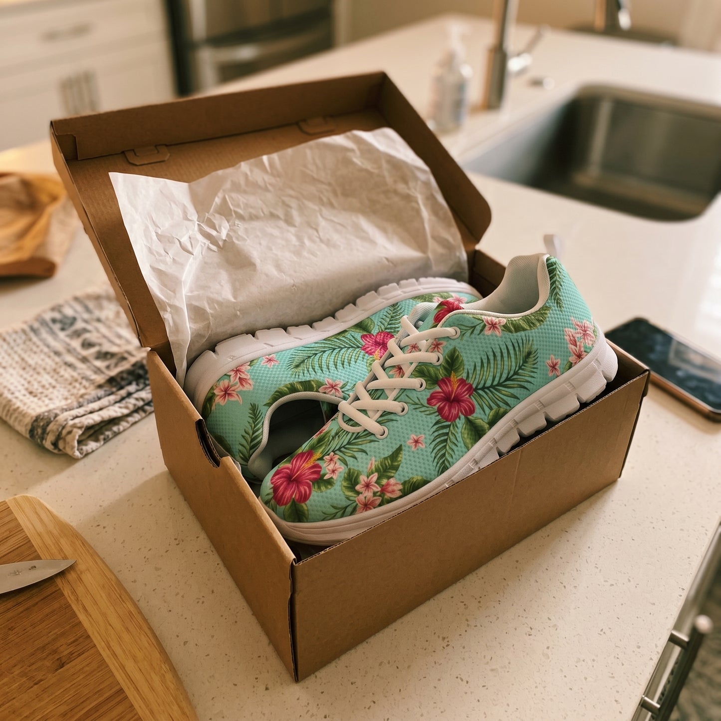 Plumeria and Hibiscus Hawaiian flower Women Sneakers Shoes