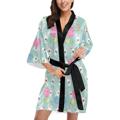 Easter Eggs Pattern Print Design RB014 Women's Short Kimono