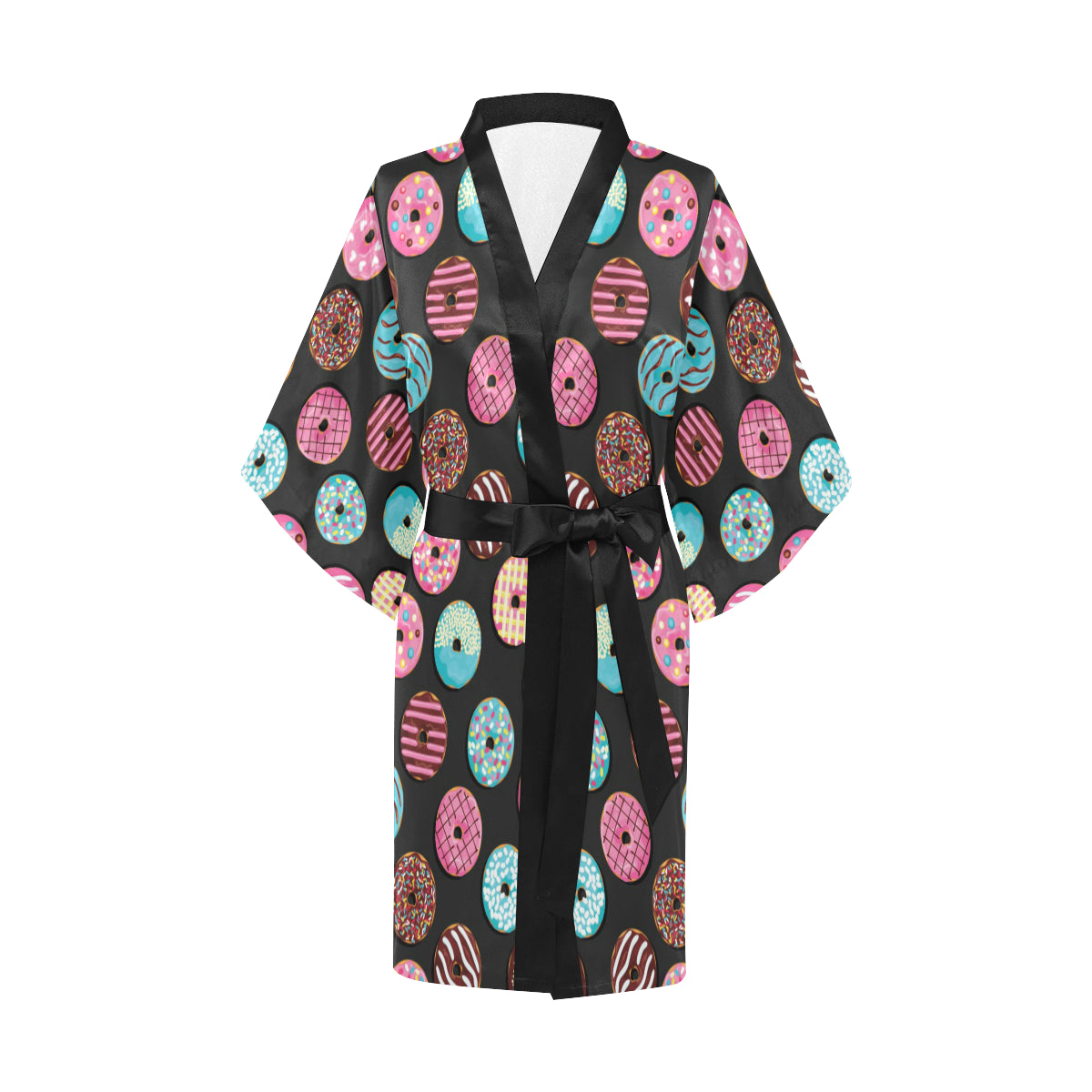 Donut Pattern Print Design DN02 Women's Short Kimono