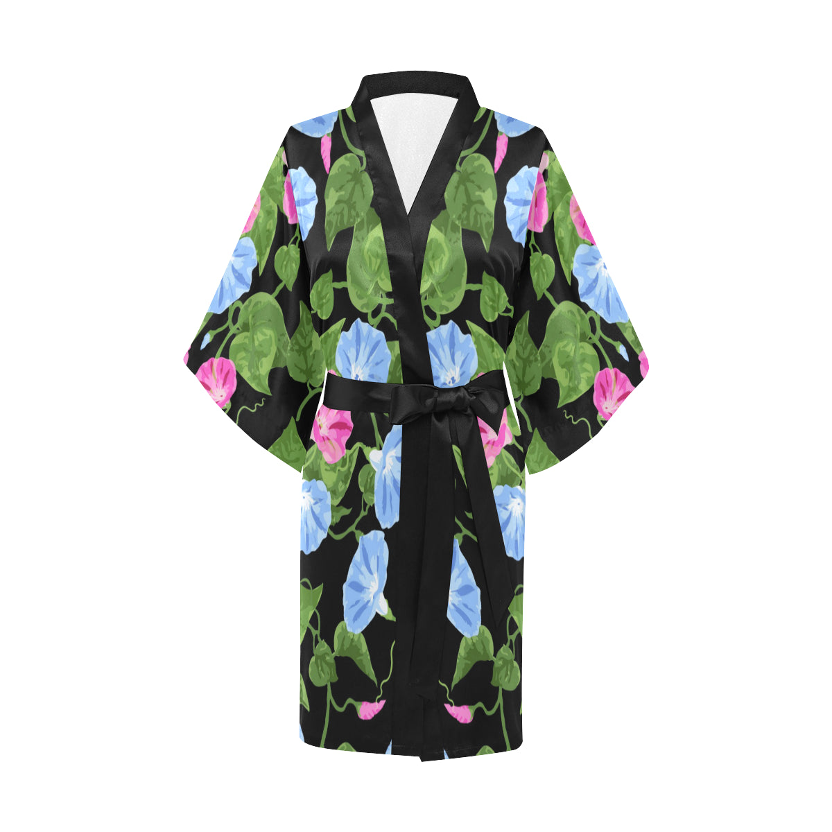 Morning Glory Pattern Print Design MG04 Women's Short Kimono