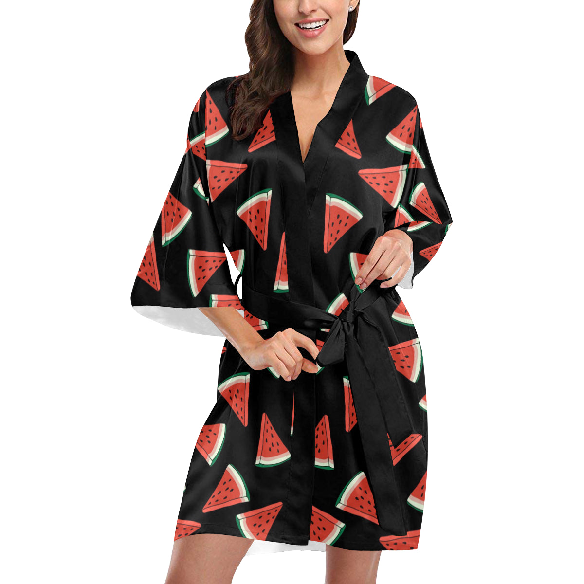 Watermelon Pattern Print Design WM01 Women's Short Kimono