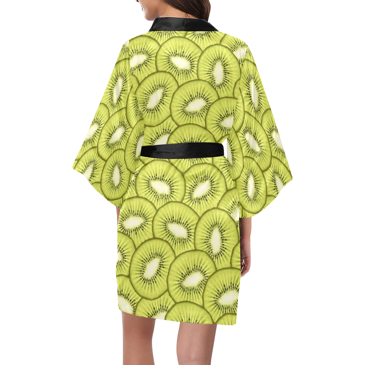 Kiwi Pattern Print Design KW07 Women's Short Kimono