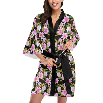 Magnolia Pattern Print Design MAG08 Women's Short Kimono