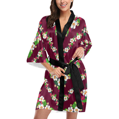Hawaiian Themed Pattern Print Design H06 Women's Short Kimono