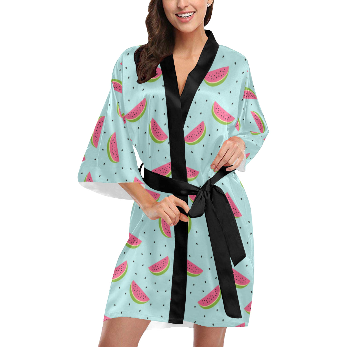 Watermelon Pattern Print Design WM06 Women's Short Kimono