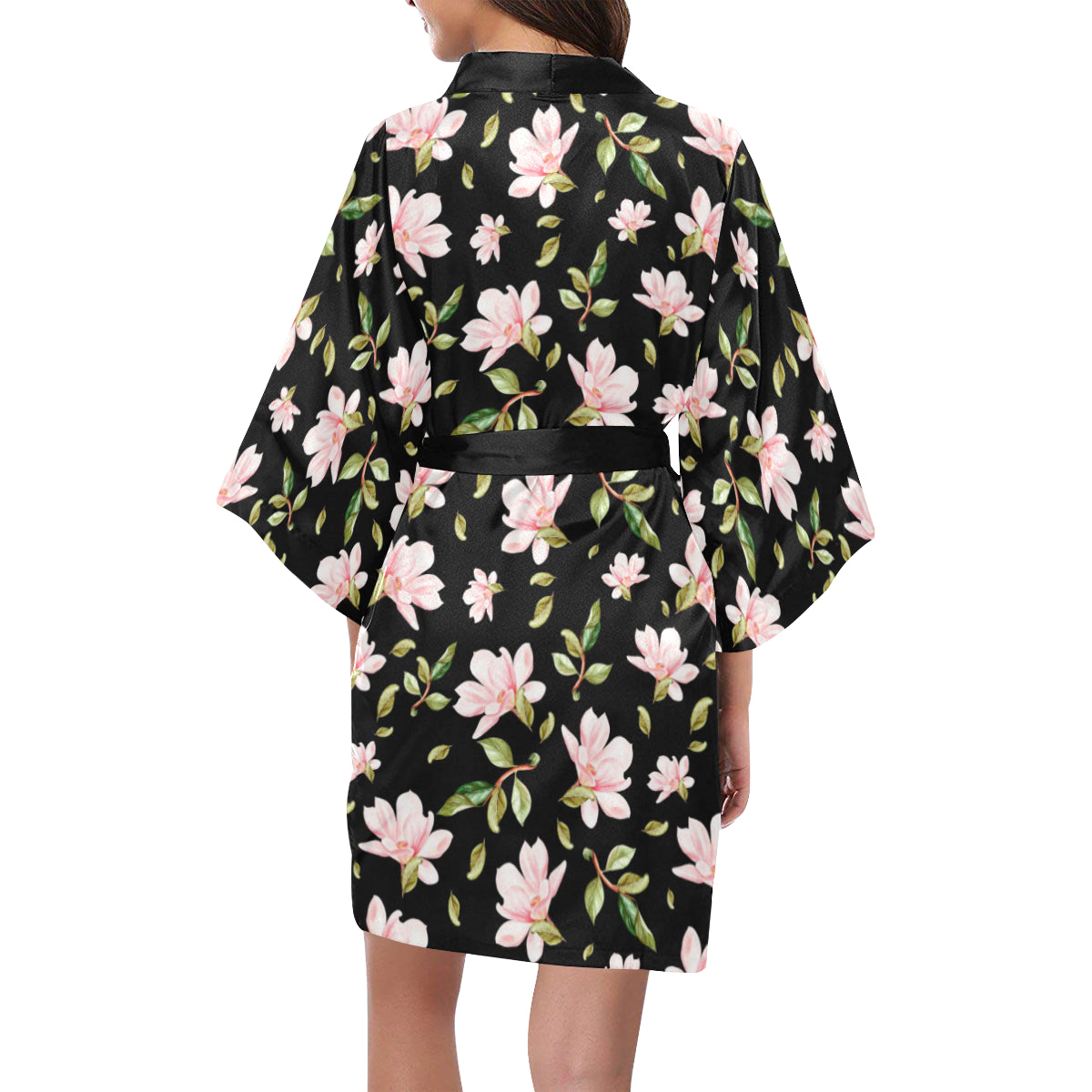 Magnolia Pattern Print Design MAG01 Women's Short Kimono
