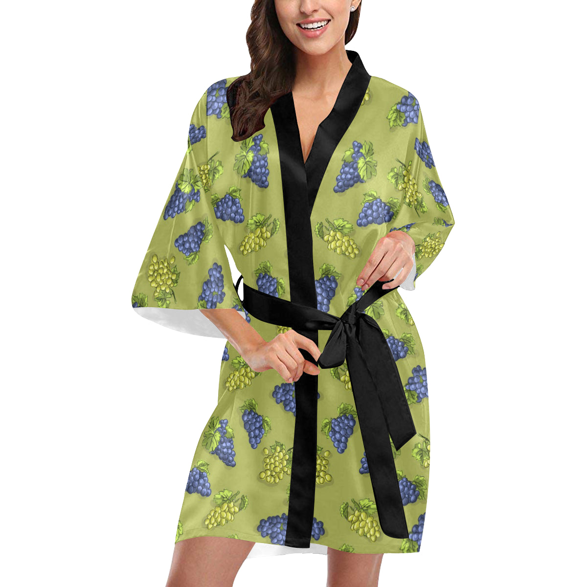 Grape Pattern Print Design GP08 Women's Short Kimono