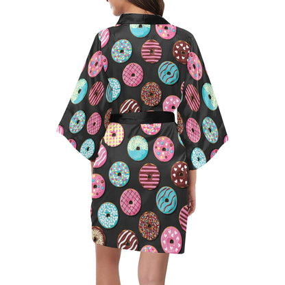 Donut Pattern Print Design DN02 Women's Short Kimono