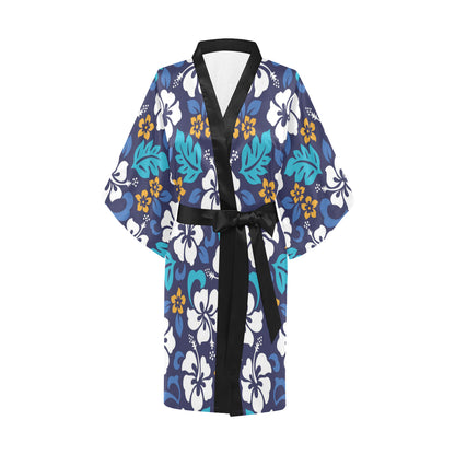 Hibiscus Pattern Print Design HB030 Women's Short Kimono