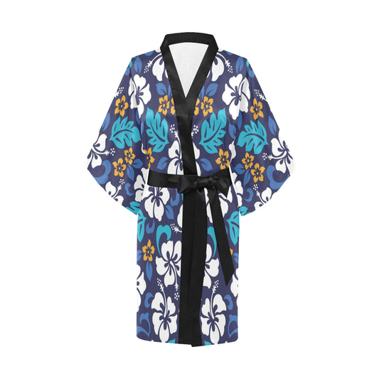 Hibiscus Pattern Print Design HB030 Women's Short Kimono