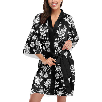 Rose Pattern Print Design RO013 Women's Short Kimono