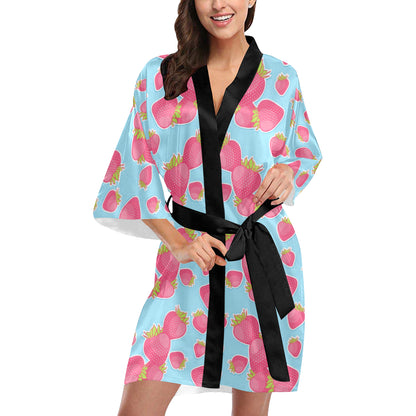 Strawberry Pattern Print Design SB04 Women's Short Kimono
