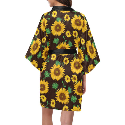 Sunflower Pattern Print Design SF01 Women's Short Kimono