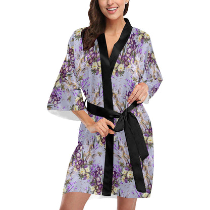 Iris Pattern Print Design IR07 Women's Short Kimono