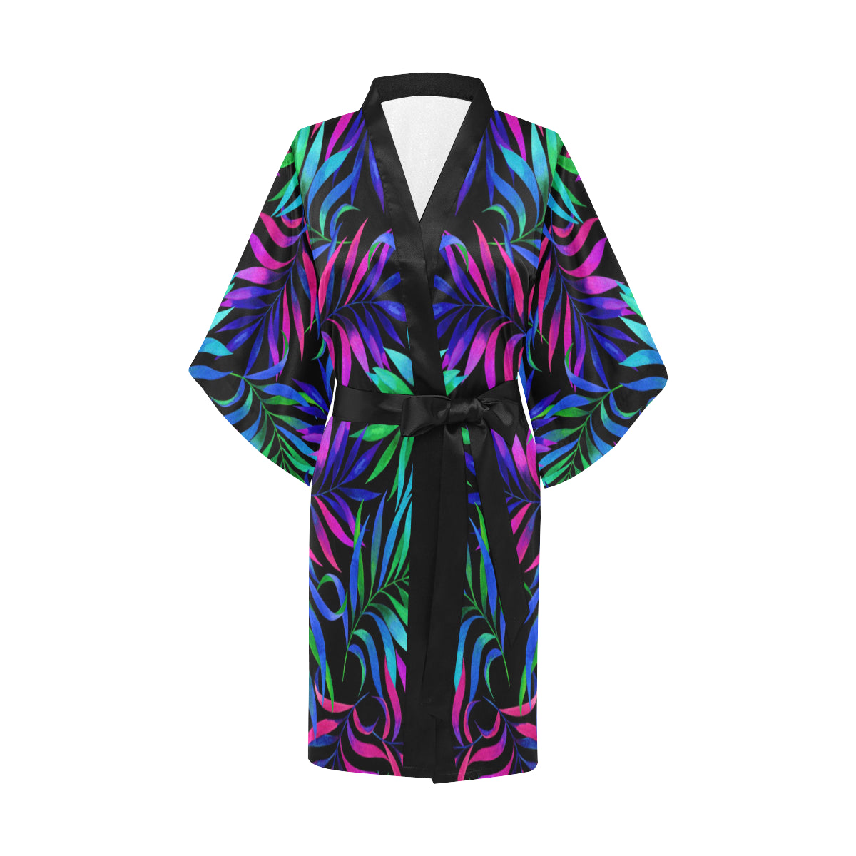 Tropical Flower Pattern Print Design TF010 Women's Short Kimono