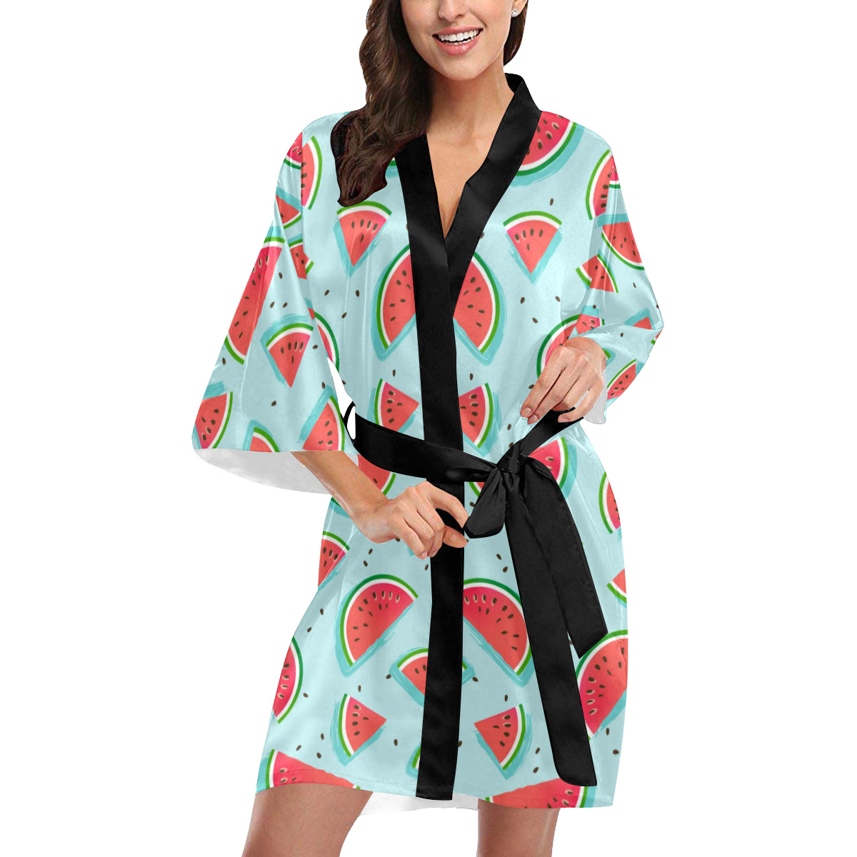 Watermelon Pattern Print Design WM03 Women's Short Kimono