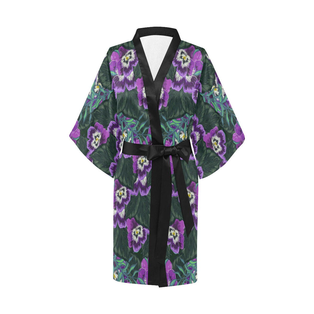 Pansy Pattern Print Design PS07 Women's Short Kimono