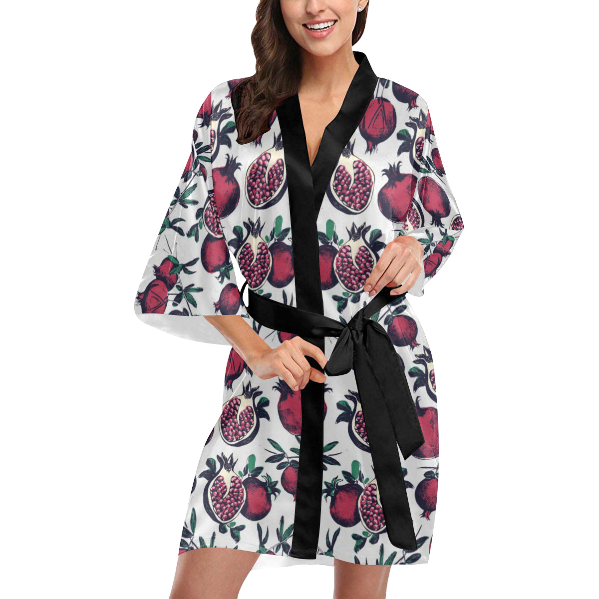 Pomegranate Pattern Print Design PG01 Women's Short Kimono