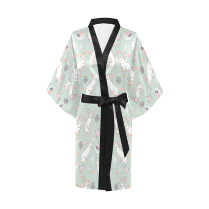 Rabbit Pattern Print Design RB011 Women's Short Kimono