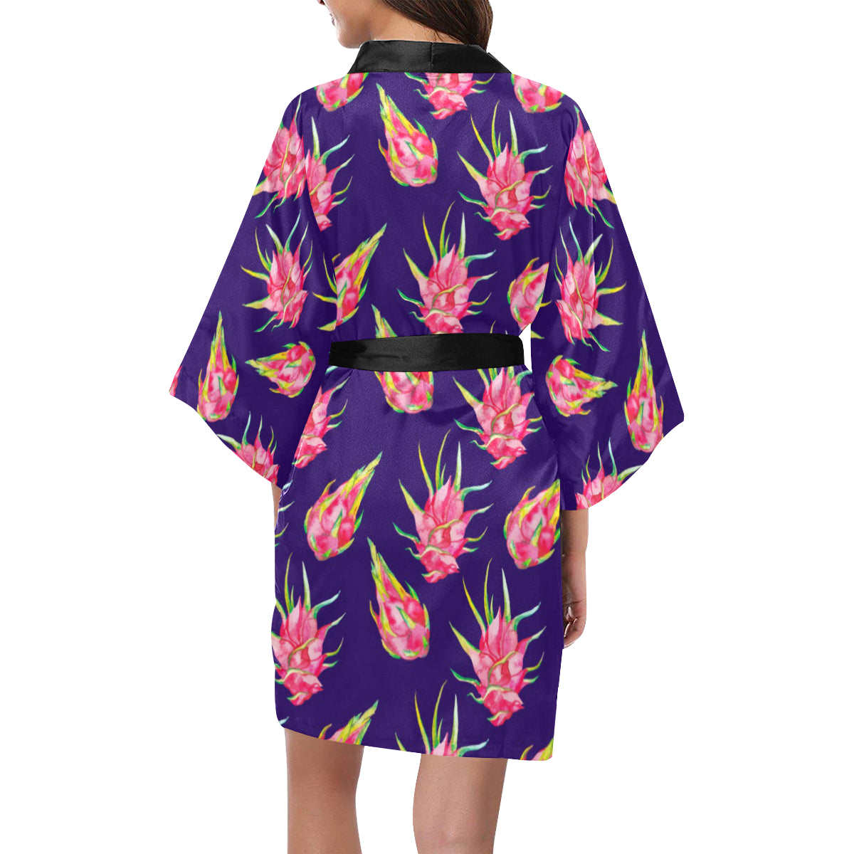 Dragonfruit Pattern Print Design DF02 Women's Short Kimono