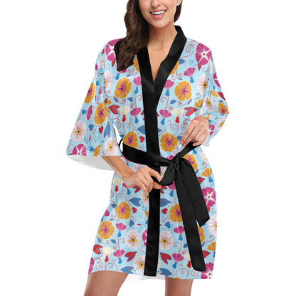 Morning Glory Pattern Print Design MG06 Women's Short Kimono
