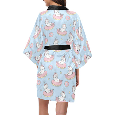 Donut Unicorn Pattern Print Design DN014 Women's Short Kimono