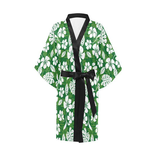 Hawaiian Themed Pattern Print Design H016 Women's Short Kimono