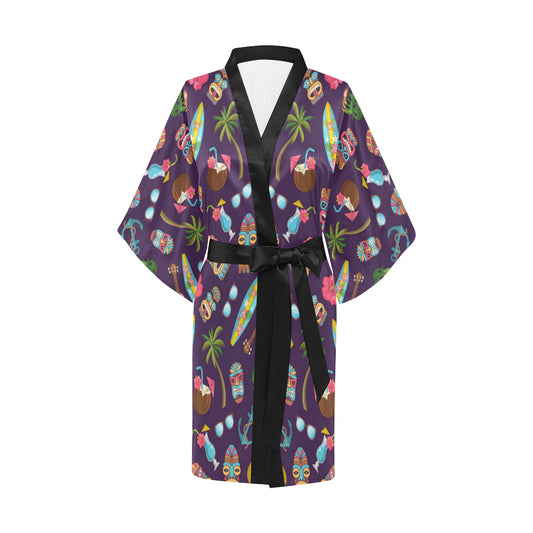Hawaiian Themed Pattern Print Design H024 Women's Short Kimono