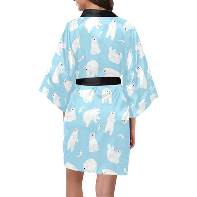 Polar Bear Pattern Print Design PB01 Women's Short Kimono