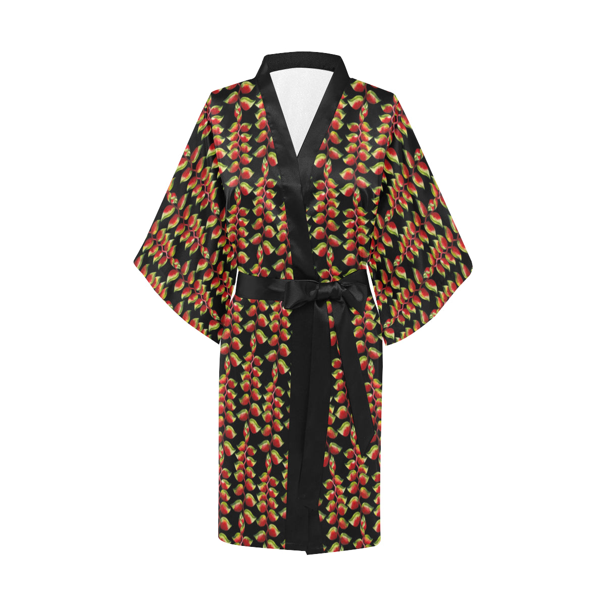 Heliconia Pattern Print Design HL05 Women's Short Kimono
