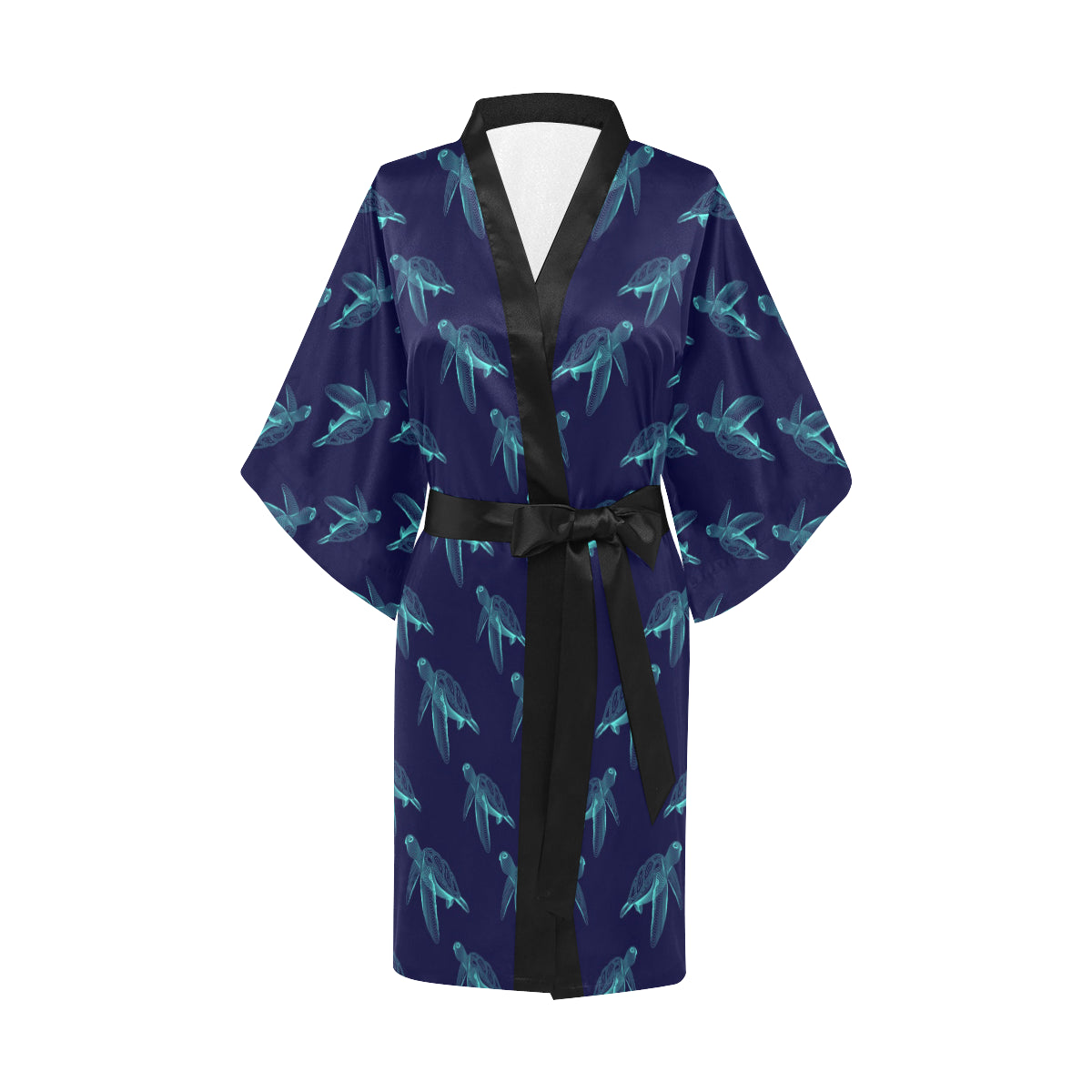 Sea Turtle Pattern Print Design T04 Women's Short Kimono