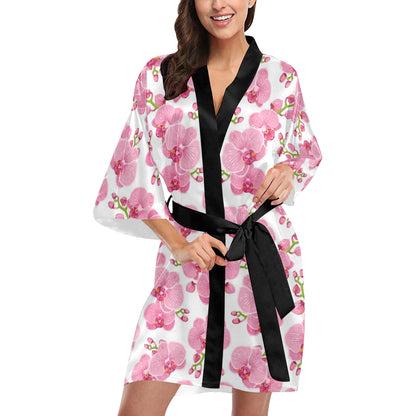 Orchid Pink Pattern Print Design OR07 Women's Short Kimono