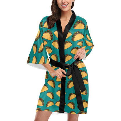 Taco Pattern Print Design TC07 Women's Short Kimono