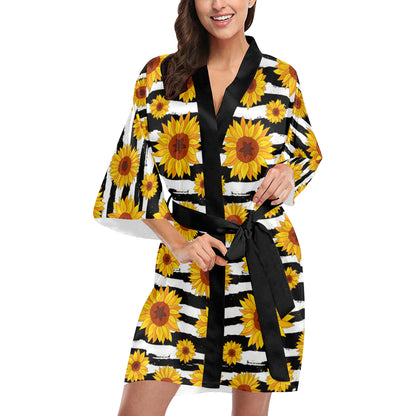 Sunflower Pattern Print Design SF010 Women's Short Kimono