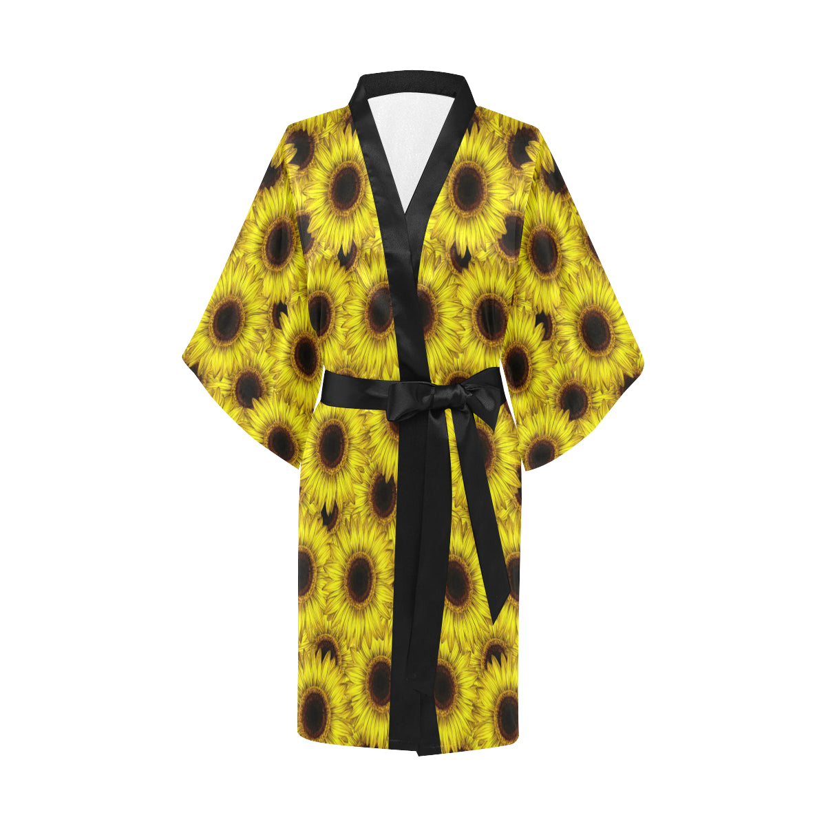 Sunflower Pattern Print Design SF011 Women's Short Kimono
