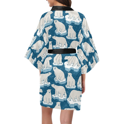 Polar Bear Pattern Print Design PB03 Women's Short Kimono