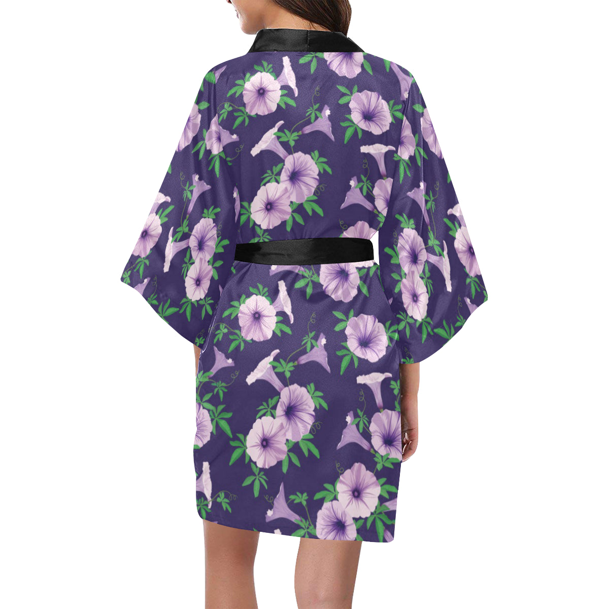 Morning Glory Pattern Print Design MG01 Women's Short Kimono