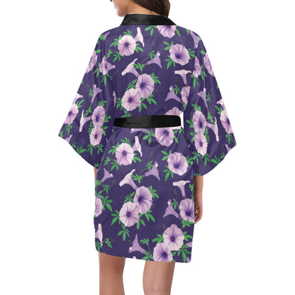 Morning Glory Pattern Print Design MG01 Women's Short Kimono