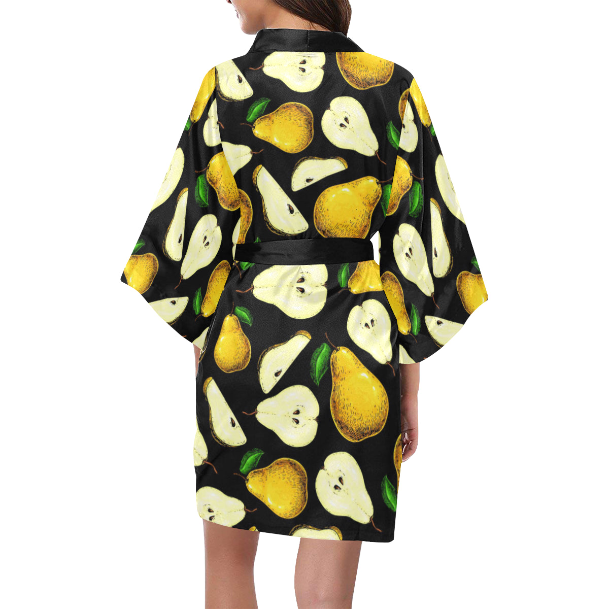Pear Pattern Print Design PE01 Women's Short Kimono