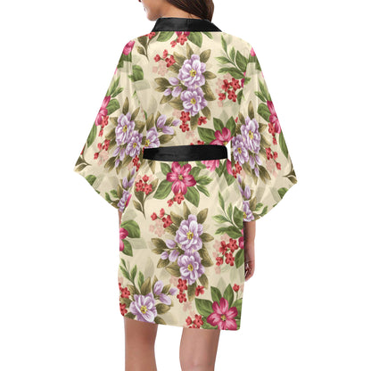 Summer Floral Pattern Print Design SF08 Women's Short Kimono