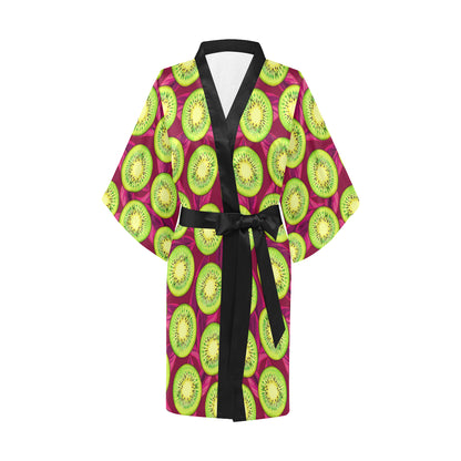 Kiwi Pattern Print Design KW05 Women's Short Kimono