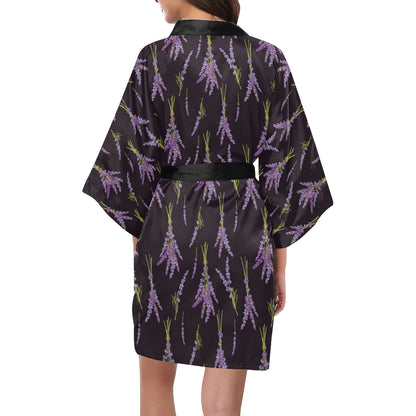 Lavender Pattern Print Design LV05 Women's Short Kimono