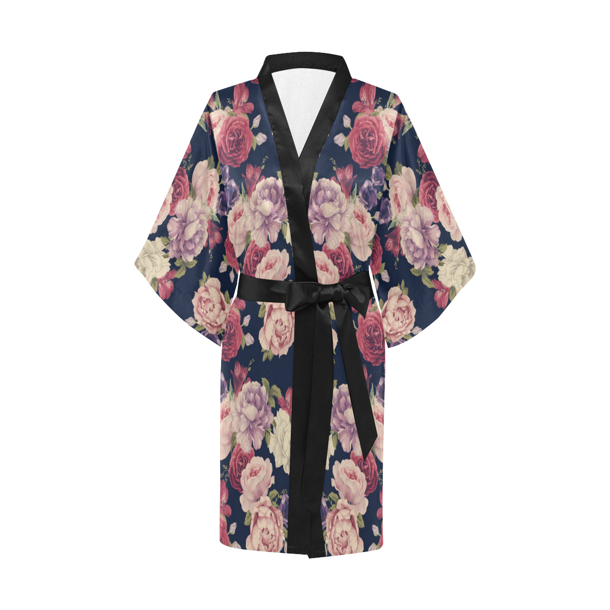 Peony Pattern Print Design PE03 Women's Short Kimono