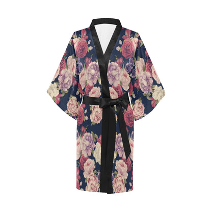Peony Pattern Print Design PE03 Women's Short Kimono