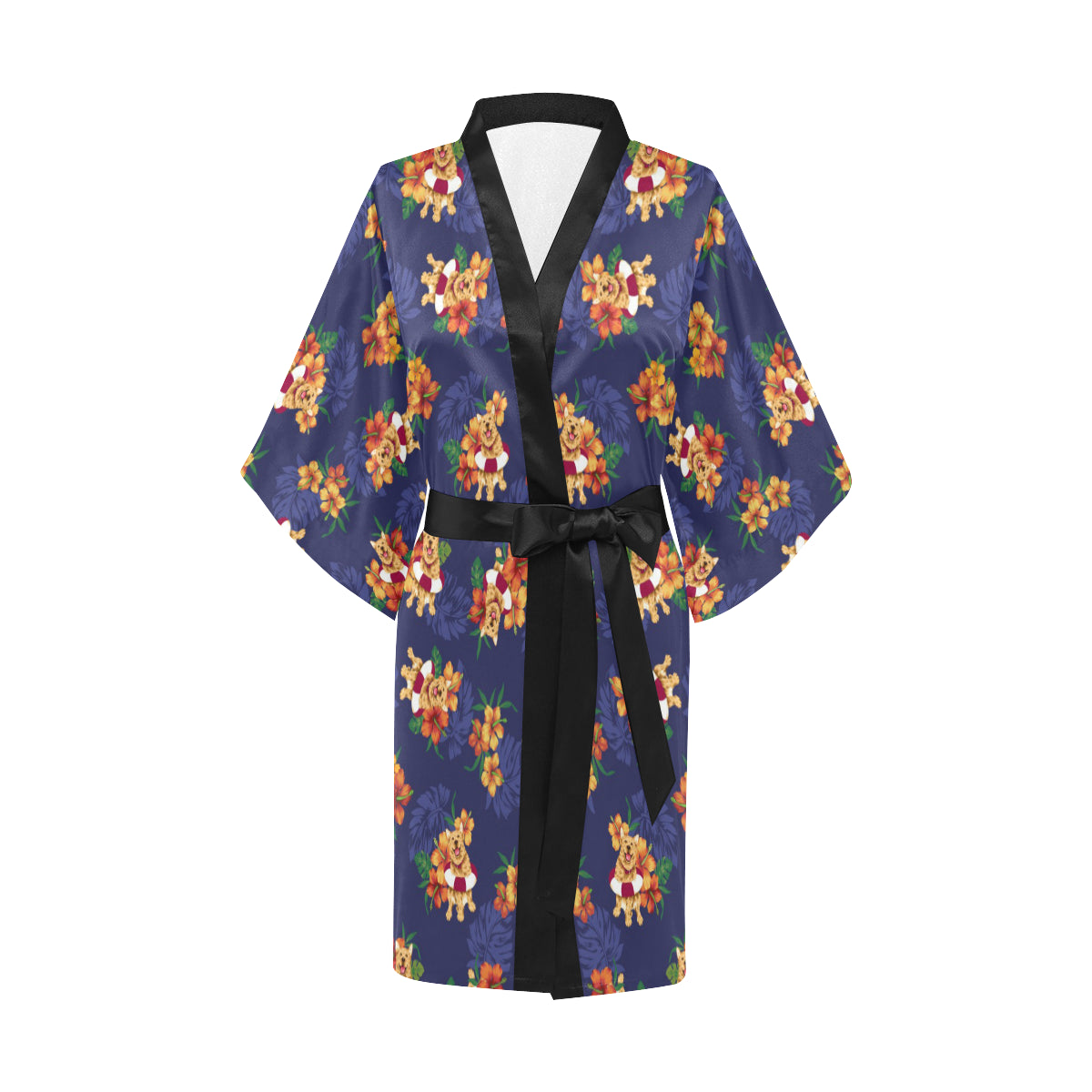 Hawaiian Themed Pattern Print Design H02 Women's Short Kimono