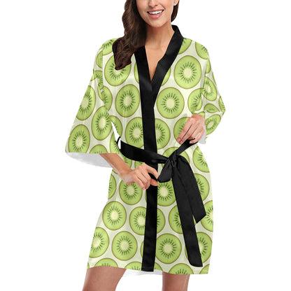 Kiwi Pattern Print Design KW02 Women's Short Kimono